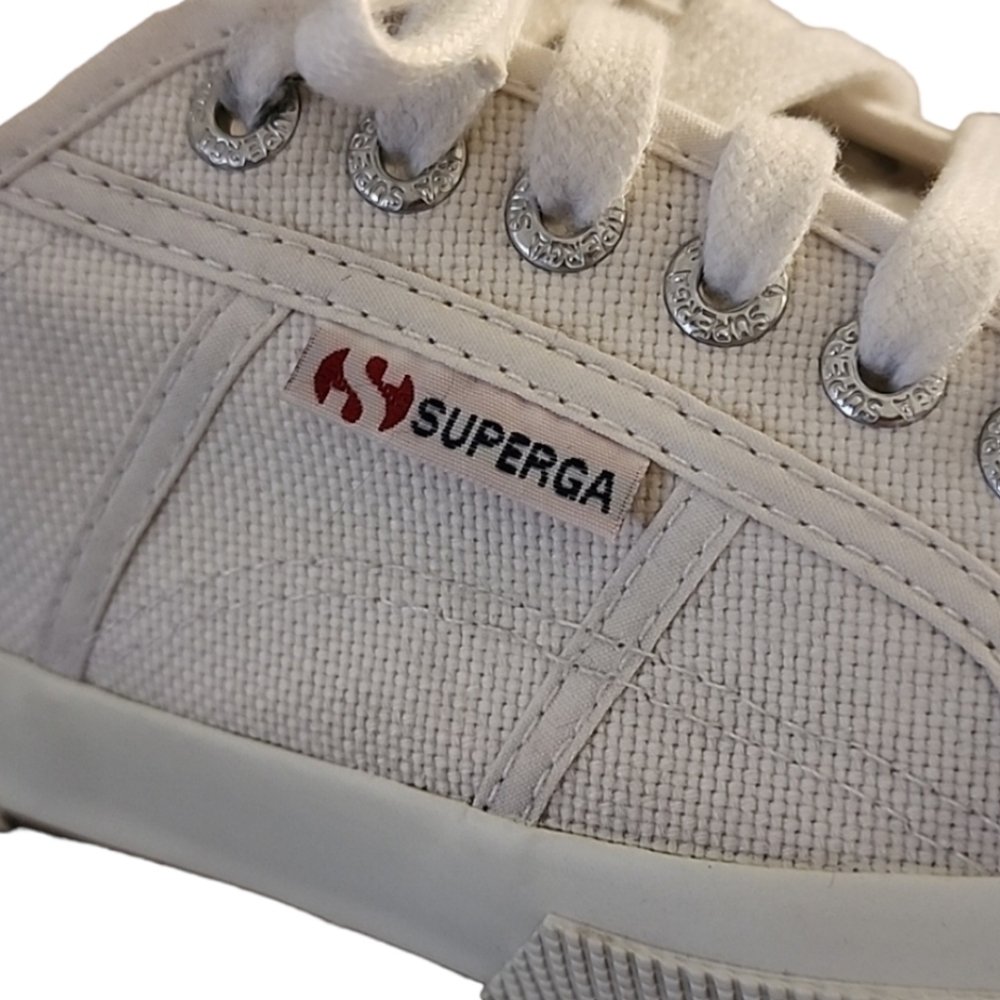 SUPERGA 2750 COTU CLASSIC White Canvas Sneakers 41.5 Size 10 Trainers Retro - Picture 11 of 16